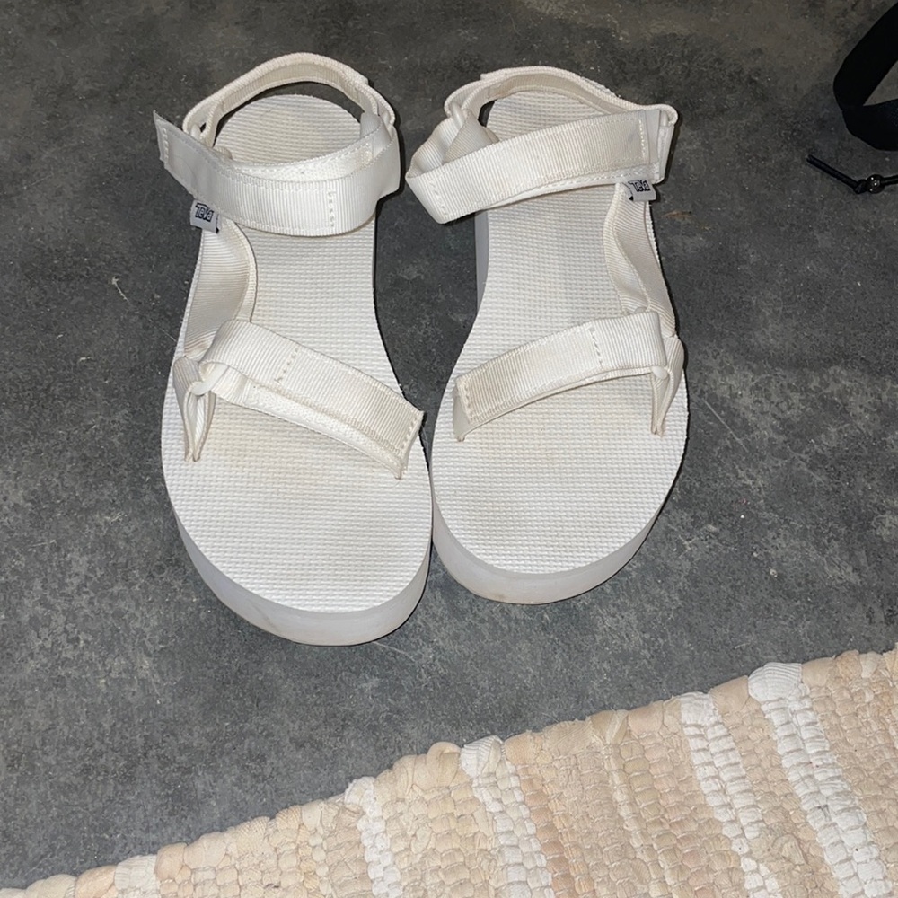 Teva white platform sandals size 8